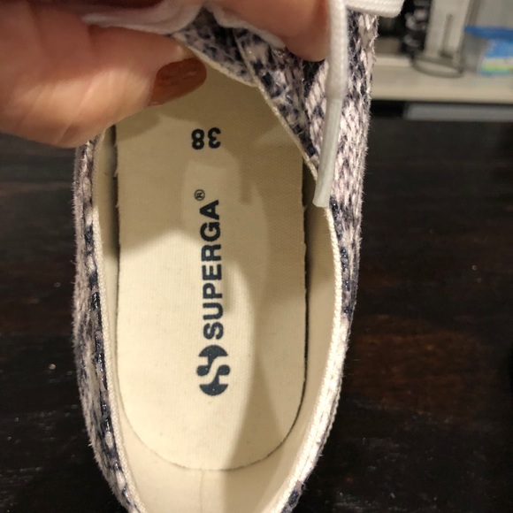 Superga snakeskin sneaker grey and white size 8 - Picture 3 of 7